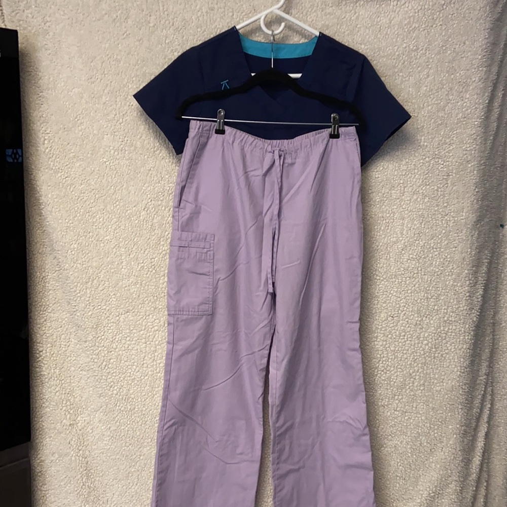 Scrubs small and xs in blue and purple.
